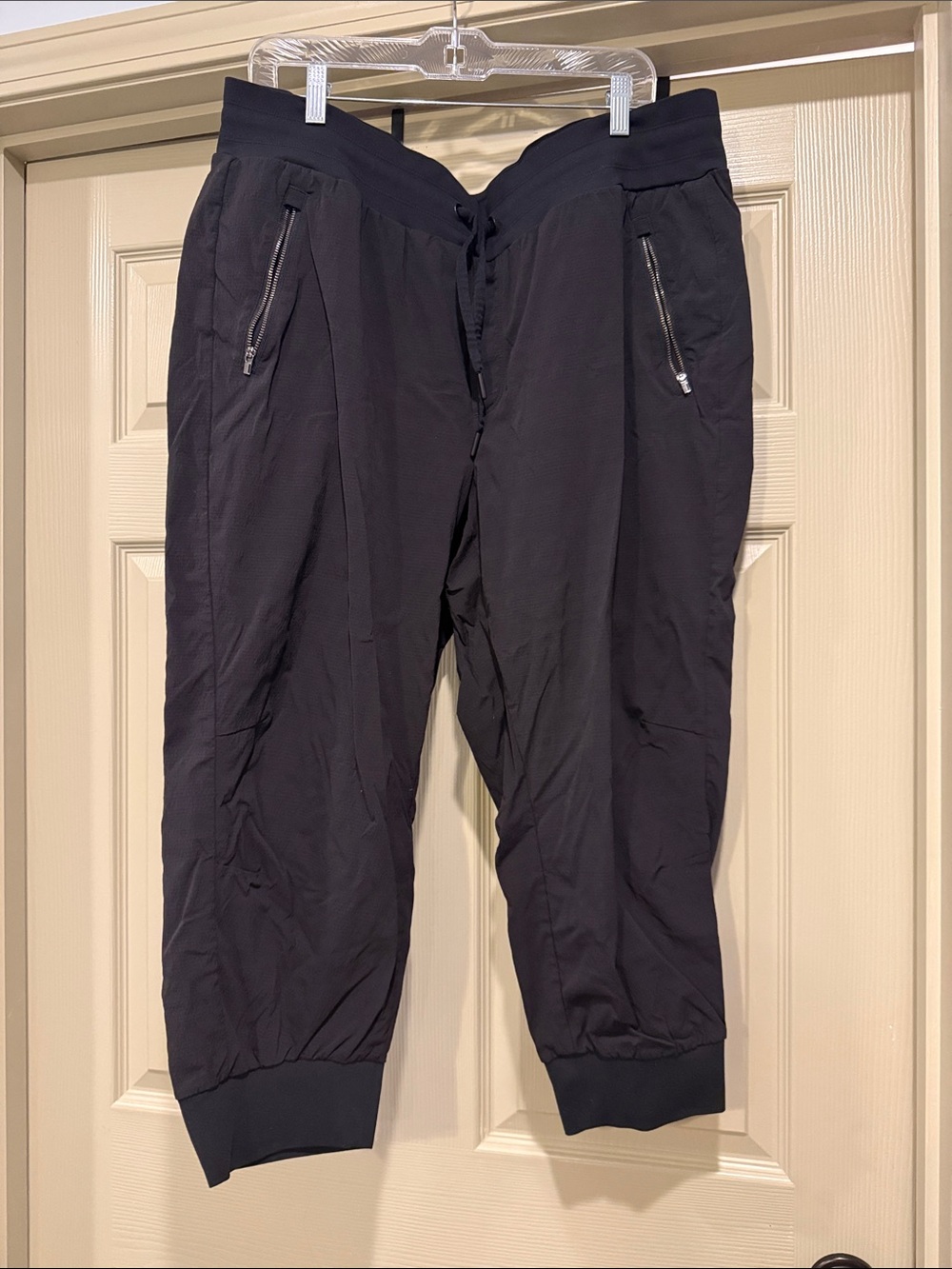 Athleta Black Cropped Jogger Pants with Zip Pockets